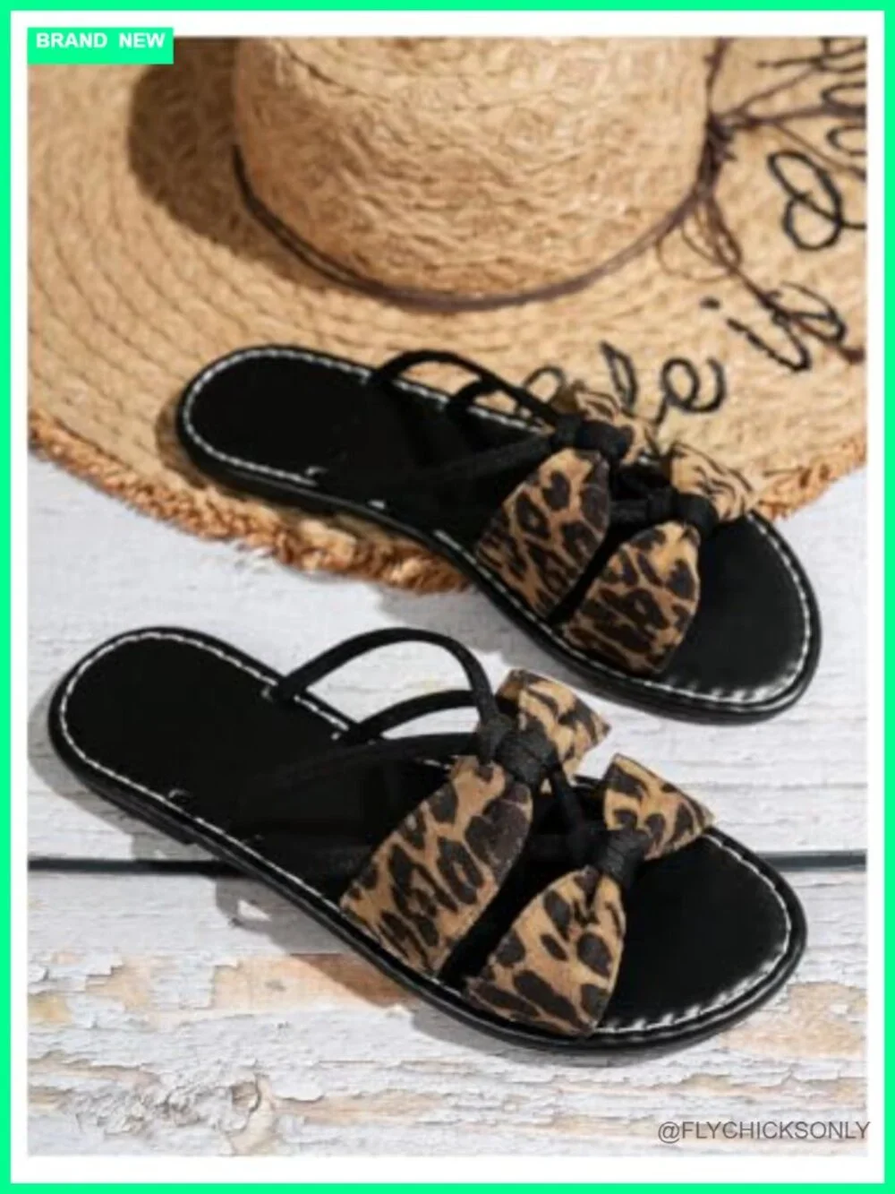 Strappy Slip on Flat Sandals with Cheetah Print Faux Leather Y2K Casual